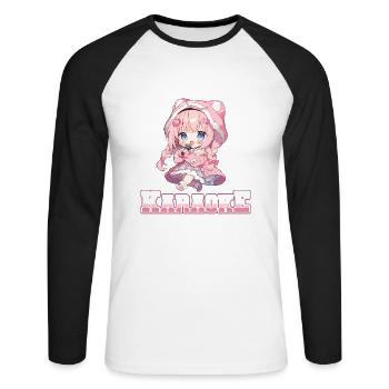 Juste une fille qui aime le karaoké - T-shirt baseball manches longues Homme - blanc/noir - Devant - Nik (191cm)