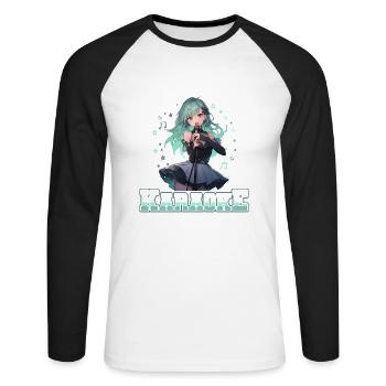 Juste une fille qui aime le karaoké - T-shirt baseball manches longues Homme - blanc/noir - Devant - Nik (191cm)