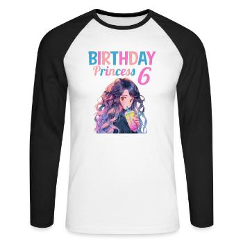 Anime Mandga Boba Bubble Tea 6ème anniversaire - T-shirt baseball manches longues Homme - blanc/noir - Devant - Nik (191cm)