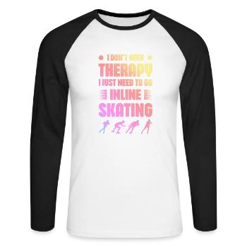 Skate Therapy - Unisex Long Sleeve Baseball T-Shirt - white/black - Front - Nik (191cm)