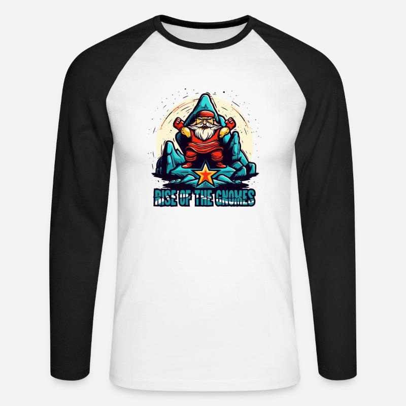 Der Aufstieg der Gartenzwerge - Unisex Baseballshirt langarm - Weiß/Schwarz