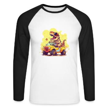 T-Rex conduit un camion monstre J’ai 7e anniversaire - T-shirt baseball manches longues Homme - blanc/noir - Devant - Nik (191cm)