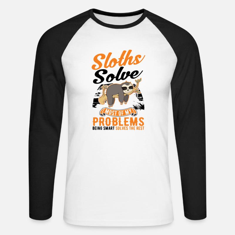 Faultier Geschenk Sloth - Unisex Baseballshirt langarm - Weiß/Schwarz