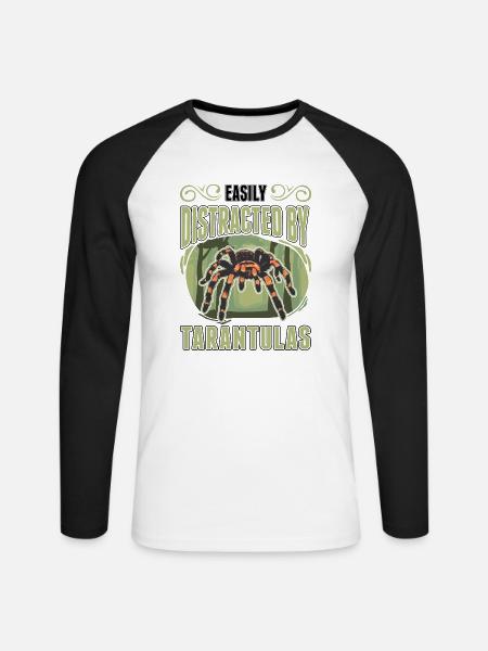Easily distracted by Tarantulas Tarantel - Unisex Baseballshirt langarm - Weiß/Schwarz