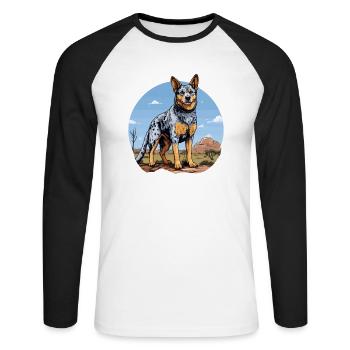 Hund Australian Cattle Dog - Unisex Baseballshirt langarm - Weiß/Schwarz - Vorne - Nik (191cm)