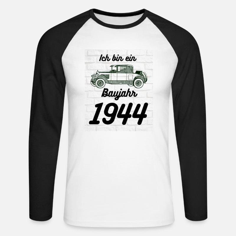 Oldtimer 1944 - Unisex Baseballshirt langarm - Weiß/Schwarz