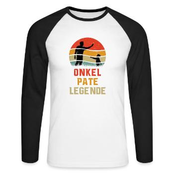 Vintage Lustig Onkel Pate Legende Witziges - Unisex Baseballshirt langarm - Weiß/Schwarz - Vorne - Nik (191cm)