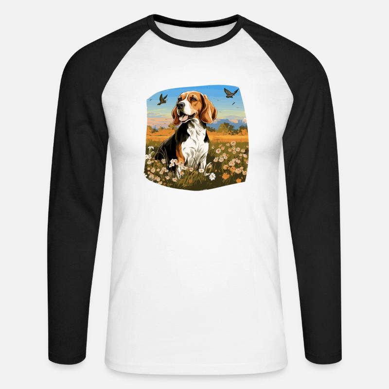Hund Beagle Harrier - Unisex Baseballshirt langarm - Weiß/Schwarz