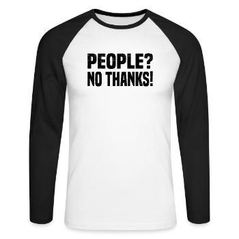 Misanthrop Menschenhasser Asozial Introvertiert - Unisex Baseballshirt langarm - Weiß/Schwarz - Vorne - Nik (191cm)