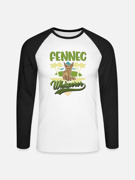Fennek Flüsterer Fennec Wüstenfuchs - Unisex Baseballshirt langarm - Weiß/Schwarz