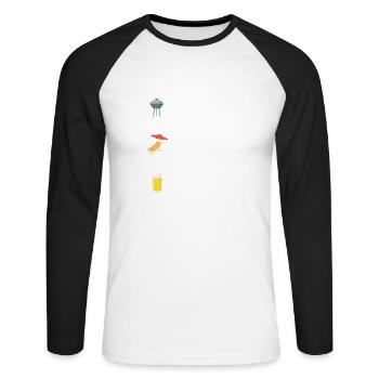 Grillen Chillen Bierchen Killen Bier BBQ Grill - Unisex Baseballshirt langarm - Weiß/Schwarz - Vorne - Nik (191cm)
