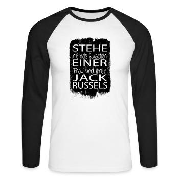 spaß windhund chihuahua boxer geek spruch - Unisex Baseballshirt langarm - Weiß/Schwarz - Vorne - Nik (191cm)