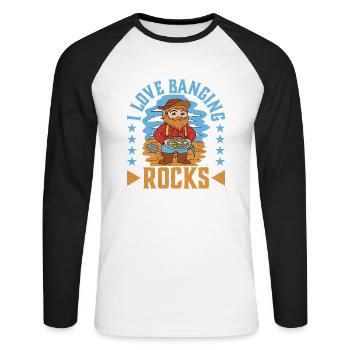 I Love Banging Rocks - Unisex Baseballshirt langarm - Weiß/Schwarz - Vorne - Nik (191cm)