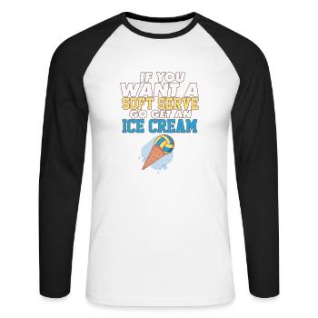 Volleyball If You Want A Soft Serve Go Get An Ice - Unisex Baseballshirt langarm - Weiß/Schwarz - Vorne - Nik (191cm)