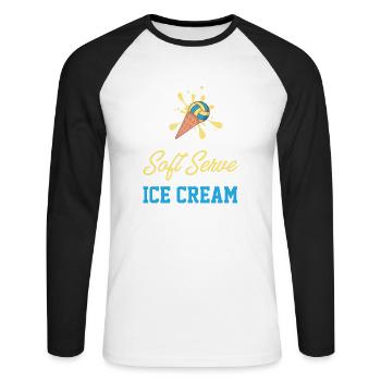 Funny Volleyball If You Want A Soft Serve Go Get - Unisex Baseballshirt langarm - Weiß/Schwarz - Vorne - Nik (191cm)