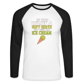 Funny Pickleball If You Want A Soft Serve Go Get - Unisex Baseballshirt langarm - Weiß/Schwarz - Vorne - Nik (191cm)