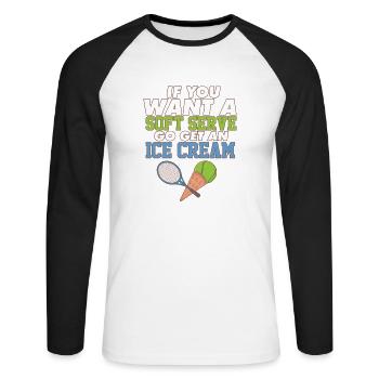 Tennis Drôle Si Vous Voulez Un Service Doux, Allez Chercher Un - T-shirt baseball manches longues Homme - blanc/noir - Devant - Nik (191cm)