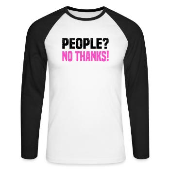 Misanthrop Menschenhasser Asozial Introvertiert - Unisex Baseballshirt langarm - Weiß/Schwarz - Vorne - Nik (191cm)