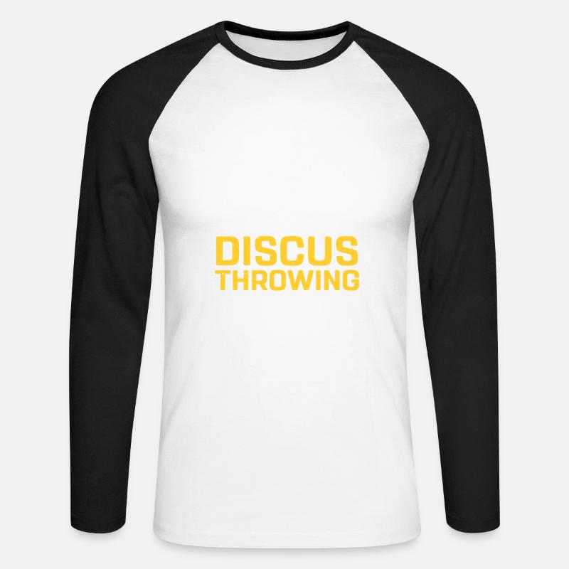 Diskuswerfer Leichtathletik Scheibenwurf - Unisex Baseballshirt langarm - Weiß/Schwarz