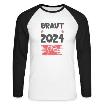 Braut Support 2024 Hochzeit Drinking - Unisex Baseballshirt langarm - Weiß/Schwarz - Vorne - Nik (191cm)