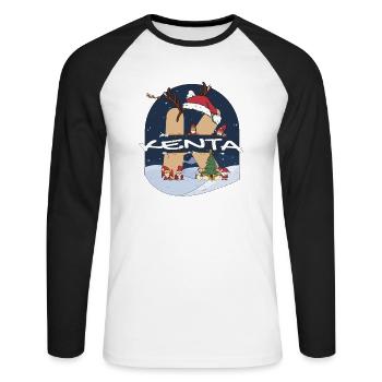 Impressionnant Kenta nom w chapeau de père Noël dans le thème de Noël - T-shirt baseball manches longues Homme - blanc/noir - Devant - Nik (191cm)