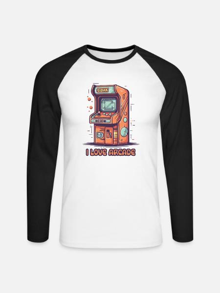 Ich liebe Arcade Gaming - Unisex Baseballshirt langarm - Weiß/Schwarz