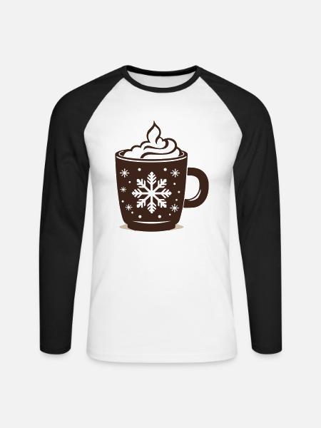 Hot Chocolate Christmas - Unisex Long Sleeve Baseball T-Shirt - white/black