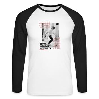 Skateboard Design Perfekt Jungen Geschenkidee - Unisex Baseballshirt langarm - Weiß/Schwarz - Vorne - Nik (191cm)