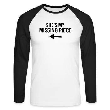 Mein Fehlendes Stück Mein Rätsel - Paar - Unisex Baseballshirt langarm - Weiß/Schwarz - Vorne - Nik (191cm)