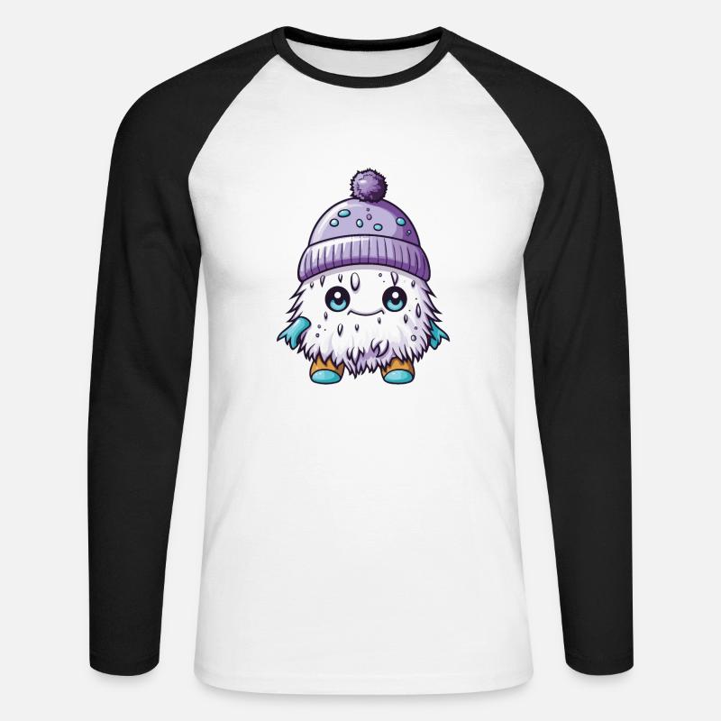 Winter Eskimo Comic Winterlich - Unisex Baseballshirt langarm - Weiß/Schwarz