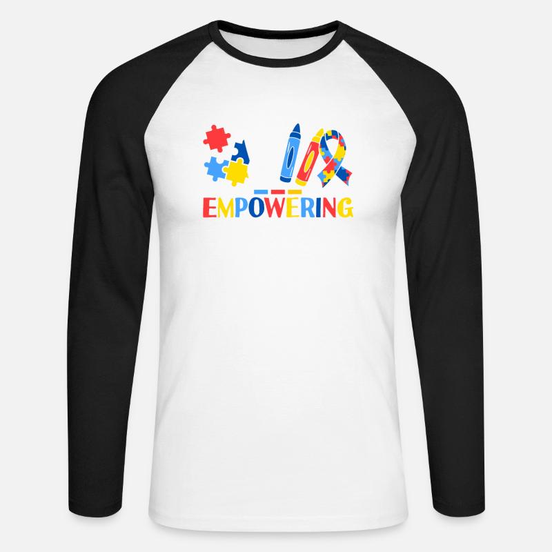 Empowering Through Therapy ABA Therapist - Unisex Baseballshirt langarm - Weiß/Schwarz