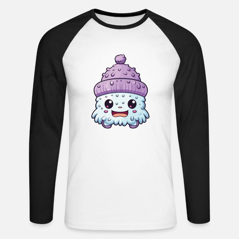 Winter Eskimo Comic Winterlich - Unisex Baseballshirt langarm - Weiß/Schwarz