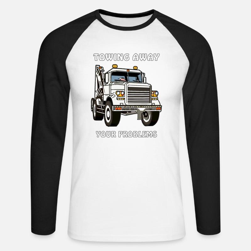ABSCHLEPPWAGEN TOWING AWAY YOUR PROBLEMS - Unisex Baseballshirt langarm - Weiß/Schwarz