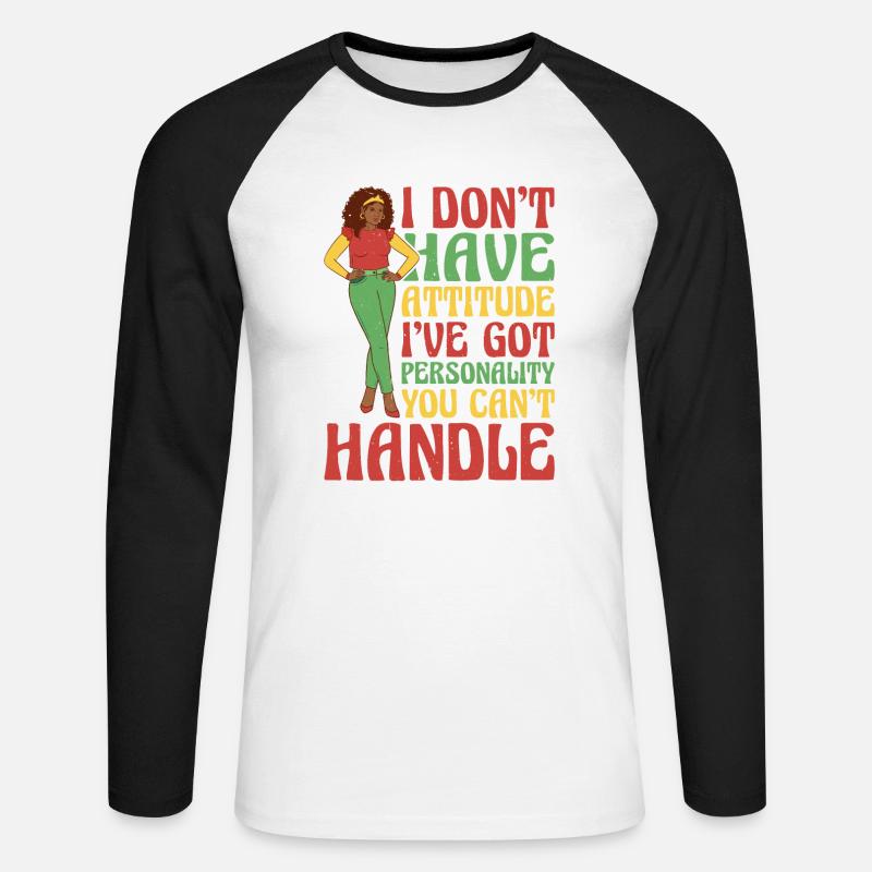 I Don't Have Attitude 13 - Unisex Baseballshirt langarm - Weiß/Schwarz
