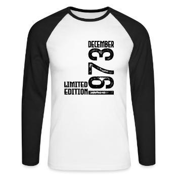 Birthday Gift December 1973. December 1973. - Unisex Long Sleeve Baseball T-Shirt - white/black - Front - Nik (191cm)