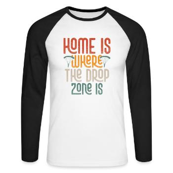 La maison est là où la zone de largage est parachutiste parachute - T-shirt baseball manches longues Homme - blanc/noir - Devant - Nik (191cm)