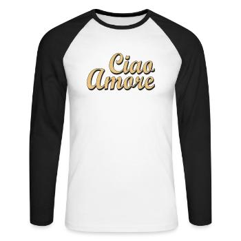 Ciao Amore - Unisex Long Sleeve Baseball T-Shirt - white/black - Front - Nik (191cm)