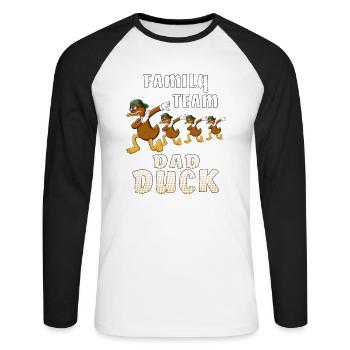 FAMILY TEAM DAD DUCK - Unisex Long Sleeve Baseball T-Shirt - white/black - Front - Nik (191cm)