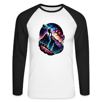 Klettern - Mond - Weltraum - Unisex Baseballshirt langarm - Weiß/Schwarz - Vorne - Nik (191cm)