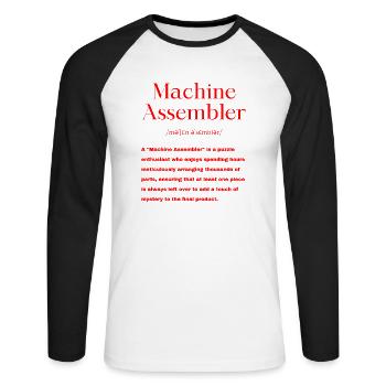 Maschinenbauer - Unisex Baseballshirt langarm - Weiß/Schwarz - Vorne - Nik (191cm)