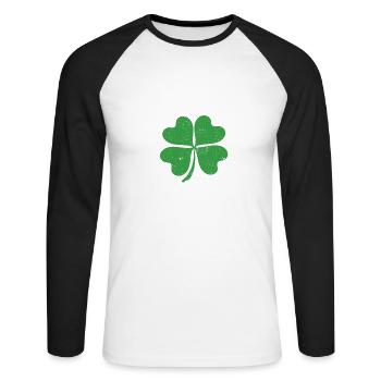 0% Trèfle irlandais Drôle de la Saint-Patrick - T-shirt baseball manches longues Homme - blanc/noir - Devant - Nik (191cm)