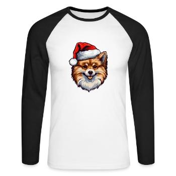 Pomeranian Dog Pomeranian Christmas Christmas - Unisex Long Sleeve Baseball T-Shirt - white/black - Front - Nik (191cm)
