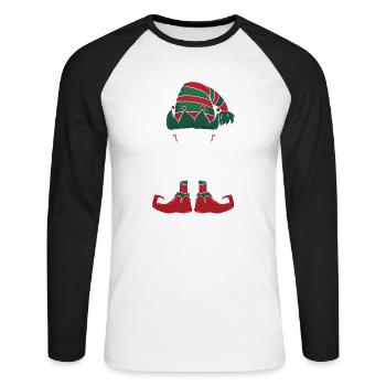 Betty Elf famille Match groupe Noël papa maman - T-shirt baseball manches longues Homme - blanc/noir - Devant - Nik (191cm)