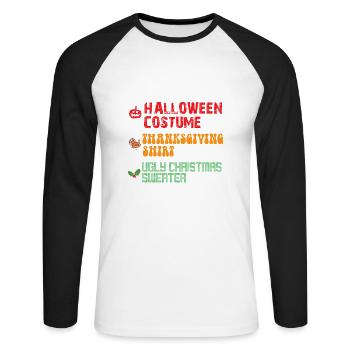 Due To Inflation This Is My Halloween - Unisex Baseballshirt langarm - Weiß/Schwarz - Vorne - Nik (191cm)