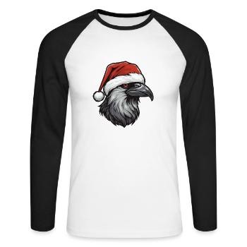 Krähe Rabe Weihnachten Tier Kopf - Unisex Baseballshirt langarm - Weiß/Schwarz - Vorne - Nik (191cm)