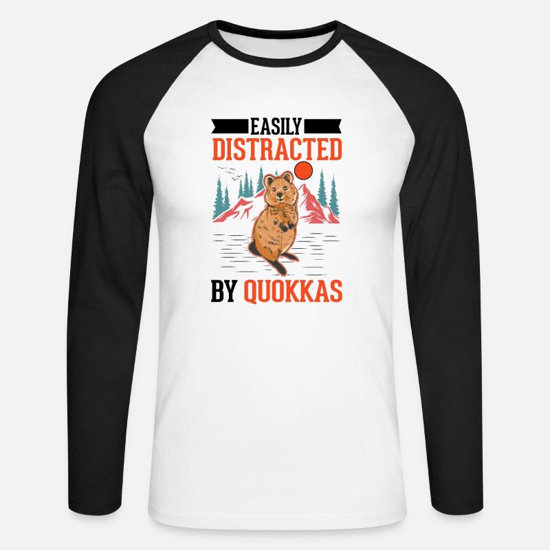 Easily distracted by Quokkas - Unisex Baseballshirt langarm - Weiß/Schwarz
