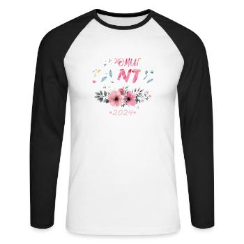 Promue Tata 2024 French Pregnancy Announcement - Unisex Long Sleeve Baseball T-Shirt - white/black - Front - Nik (191cm)