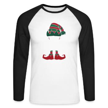 Gerald Elf Family Matching Group Christmas Mom - Unisex Long Sleeve Baseball T-Shirt - white/black - Front - Nik (191cm)