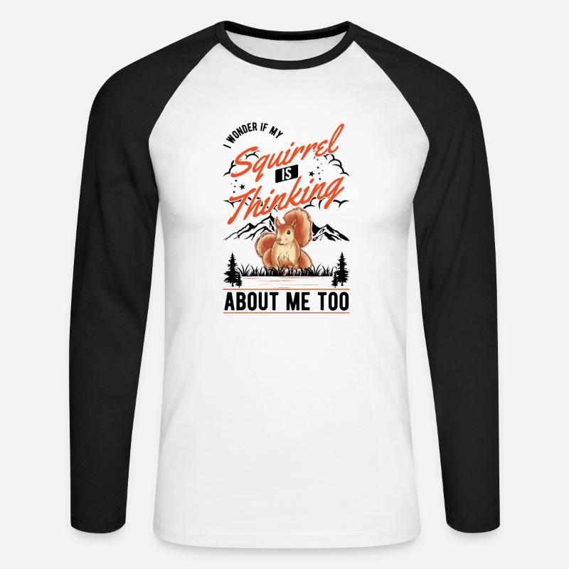 Squirrel Gift Grey Squirrel - Unisex Long Sleeve Baseball T-Shirt - white/black