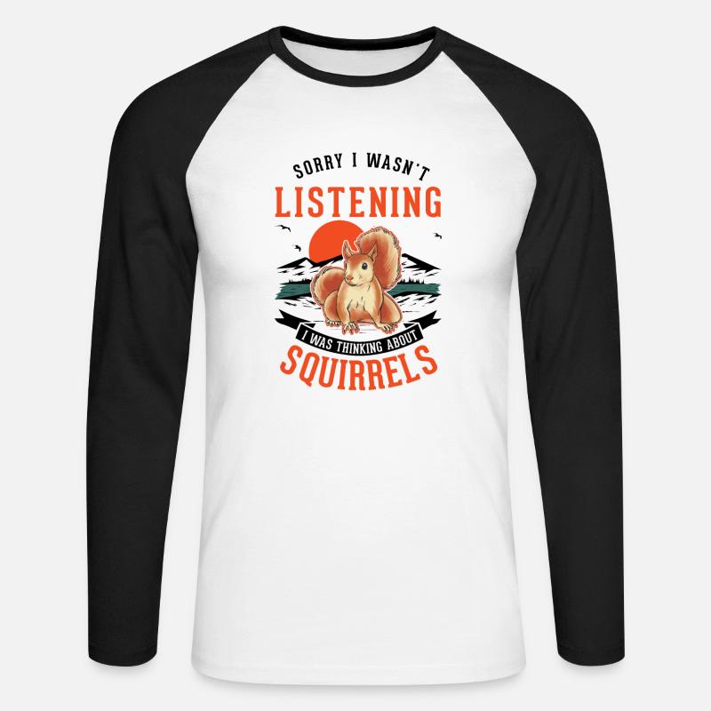 Squirrel Gift Grey Squirrel - Unisex Long Sleeve Baseball T-Shirt - white/black
